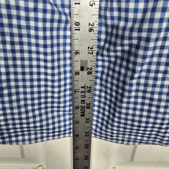 L.L. Bean Button Down Dress Shirt Medium Men's Long Sleeve Blue White Check - Picture 8 of 8